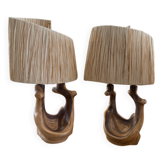 Grandjean Jourdan Vallauris pair of foot lamps 1960