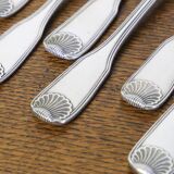 Set of 6 Cailar Bayard dessert forks, Coquille, monogrammed, early 20th century