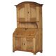 Old Danish secretary in pine with drop-down front and upper cabinet, mid-19th century.
