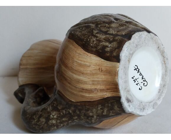 Faux-bois ceramic pitcher signed "Cérart" MONACO vintage