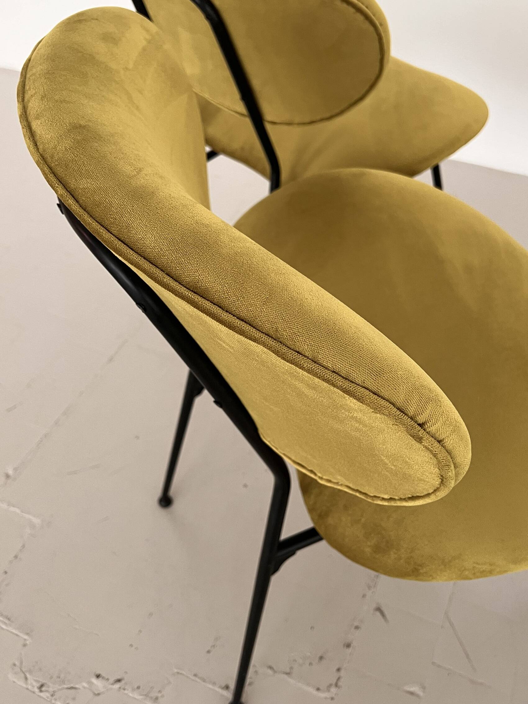 Italian Reupholstered Lounge Chairs, Set of 4pcs.