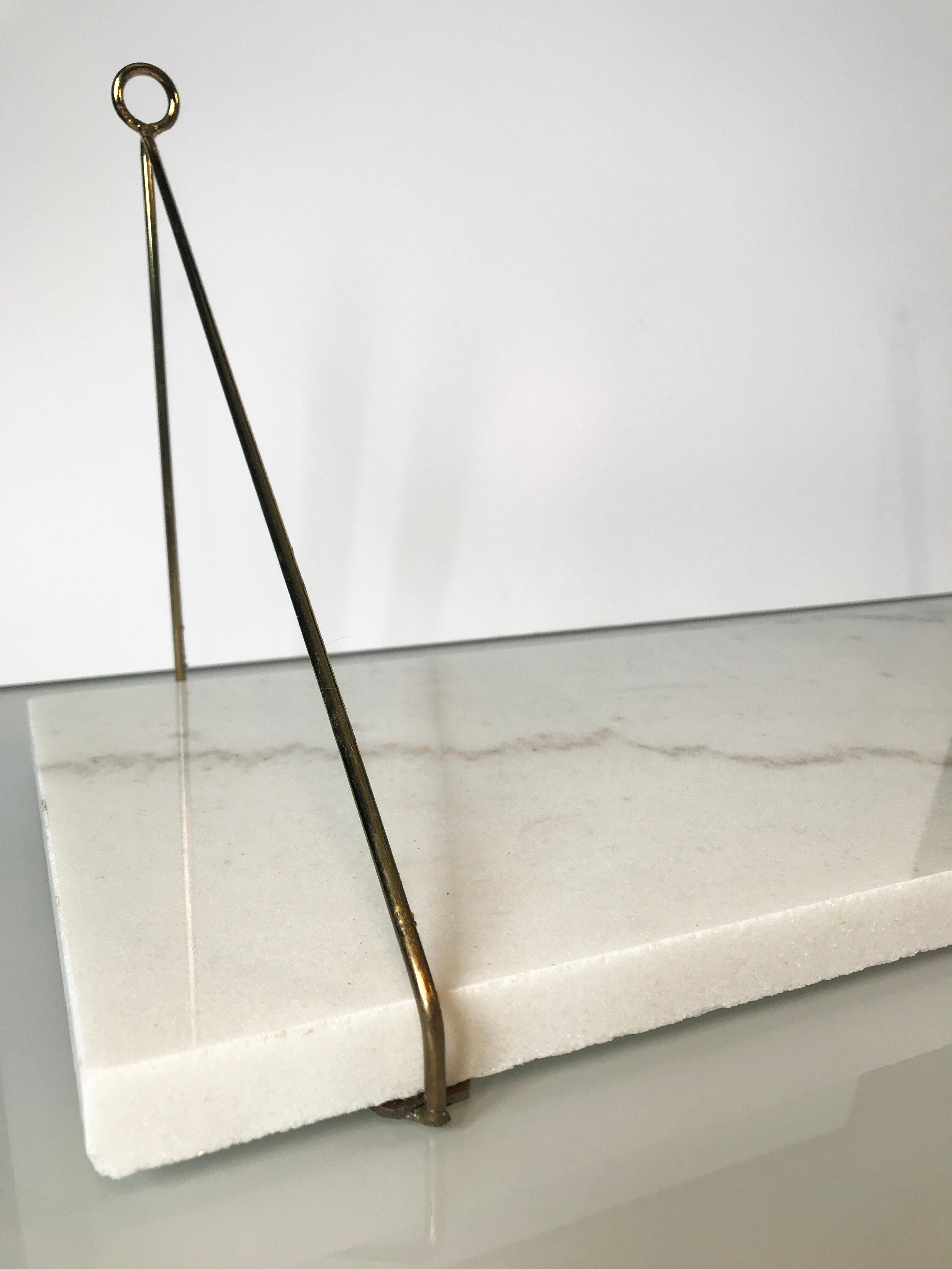 Lot of 2 marble and gold metal shelves