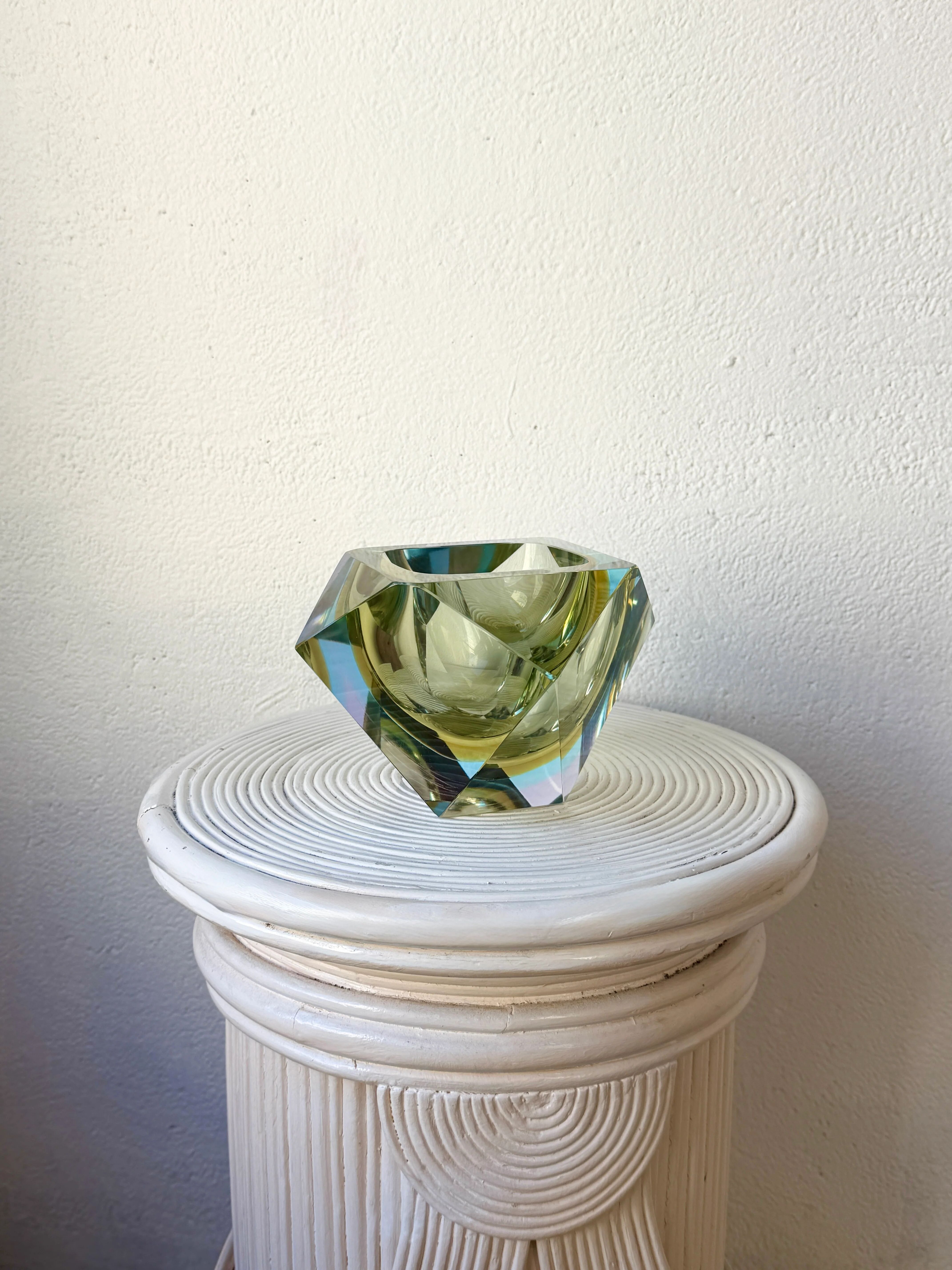 Large "Sommerso" ashtray in Murano glass, 1970s