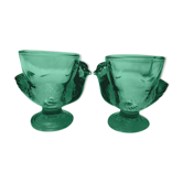 Paire coquetiers vert canard