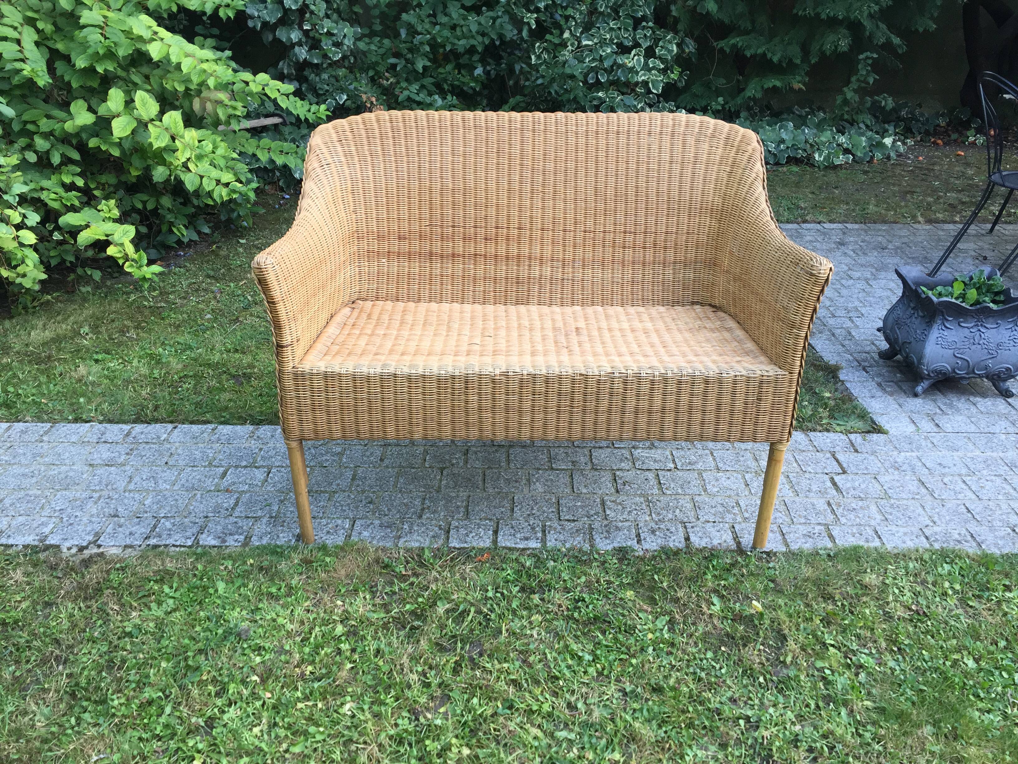 Banquette en bambou, rotin & osier adulte vintage