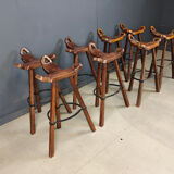 Mid-century brutalist bar stools - set of 8, 1960s