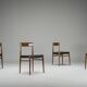 Mid-Century Palisander Dining Chair with Lether, 1950s, Set of 4