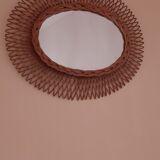 Miroir en rotin années 60-70
