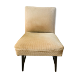 50 year round armchair golden velvet big ribs, wooden feet