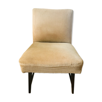 50 year round armchair golden velvet big ribs, wooden feet