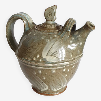 Enamelled stoneware ceramic teapot