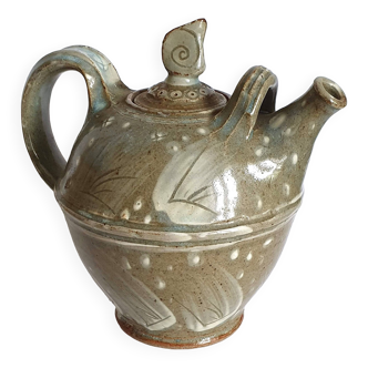 Enamelled stoneware ceramic teapot