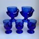 Set of 5 shells model hens in glass color royal blue 70s
