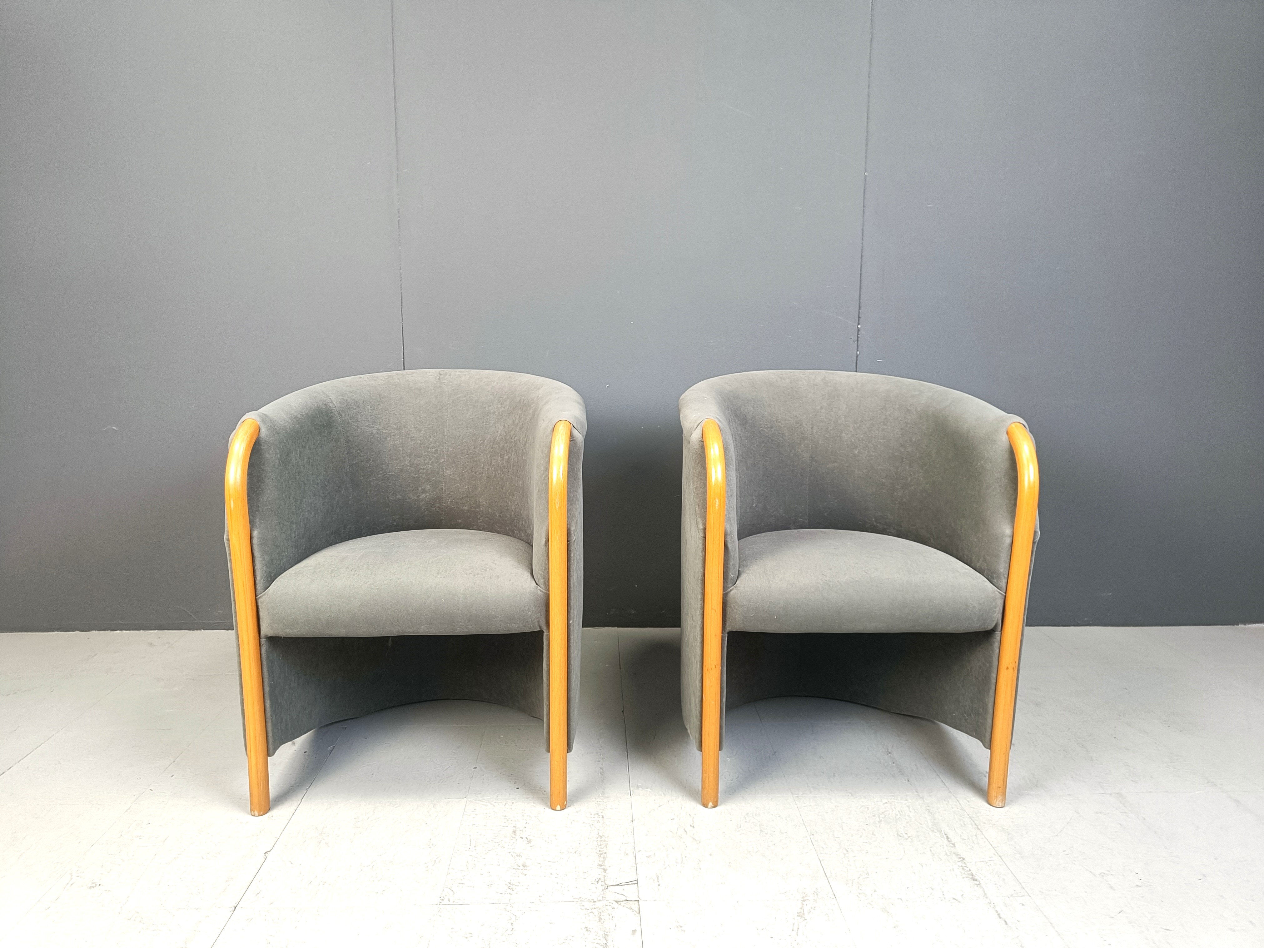 Pair of Italian armchairs, 1980s