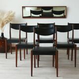 Series of 6 chairs in skai and teak