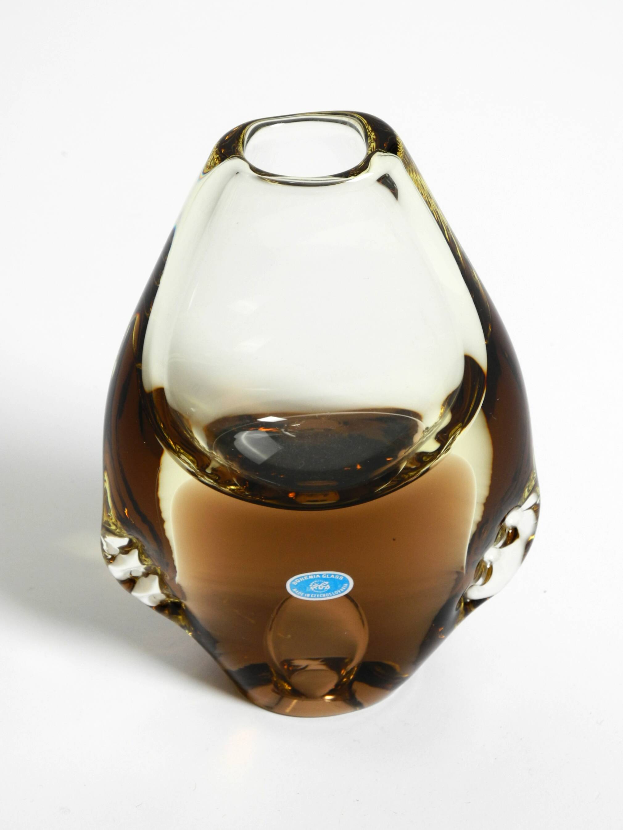 Deux vases en cristal des années 1960 par Miroslav Klinger pour Bohemia Glass.
