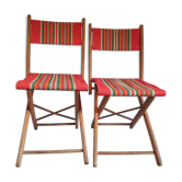 Vintage wooden folding chairs and basque fabric