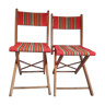 Vintage wooden folding chairs and basque fabric