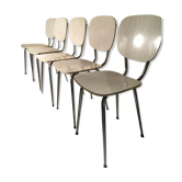 Lot de 5 chaises en formica blanches 1970