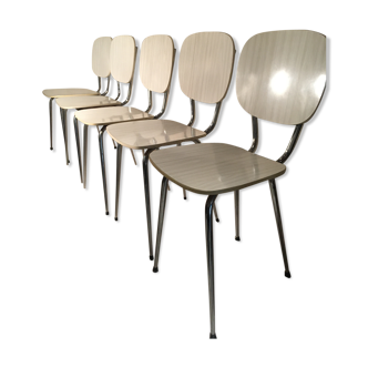 5 chairs in white formica 1970