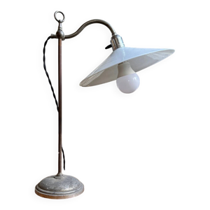 Lampe col de cygne en - opaline blanche