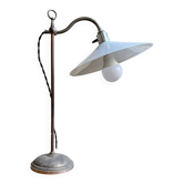 Lampe col de cygne en métal et opaline blanche
