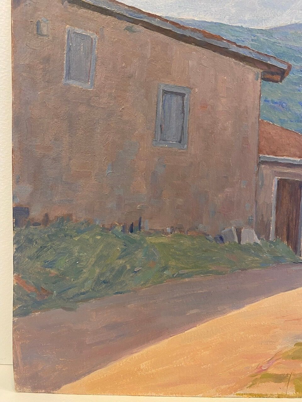 Old painting, Landscape Monts du Lyonnais, signed and dated 1946