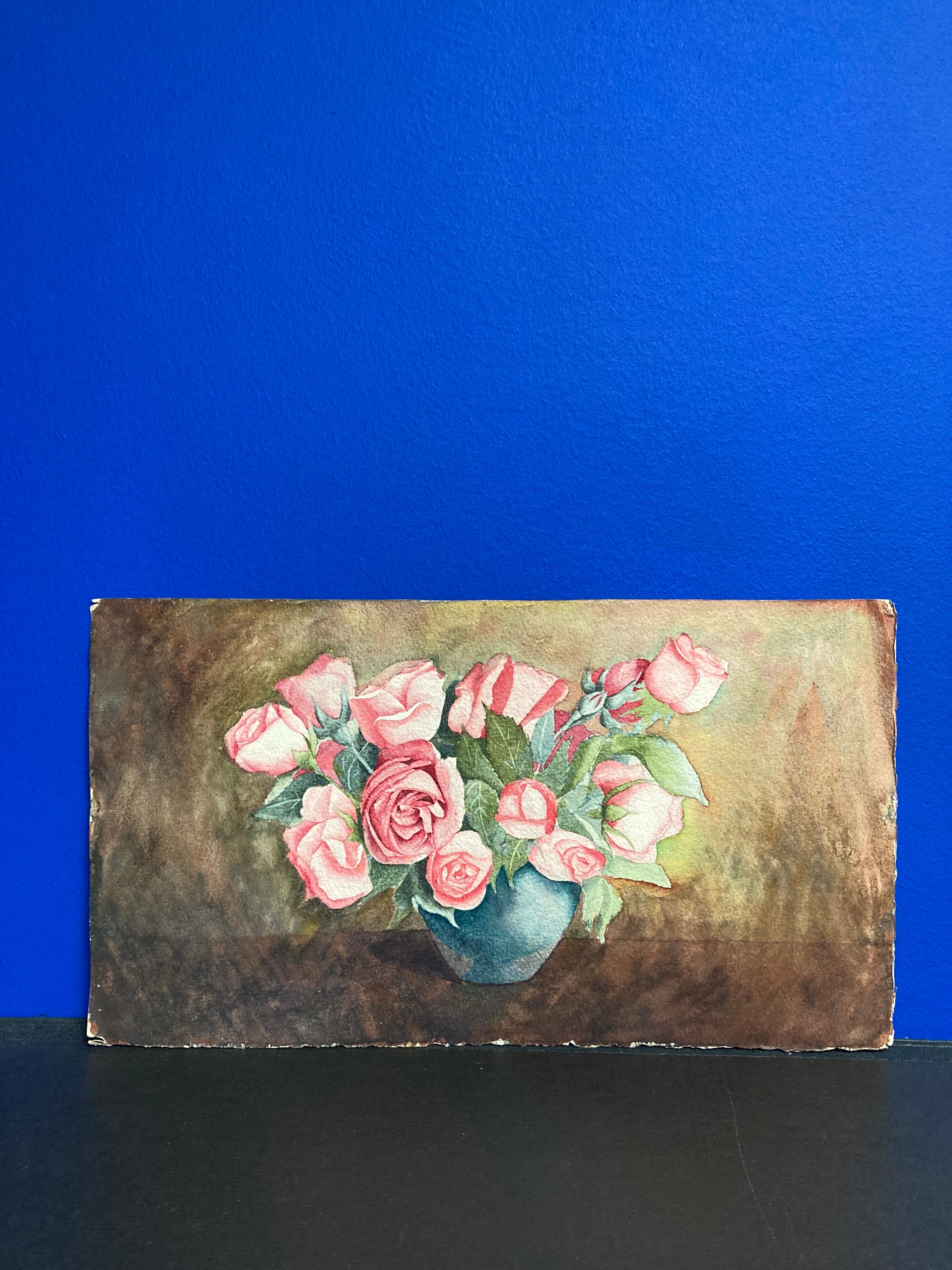 Aquarelle aux roses vintage