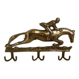 Brass key holder horse rider