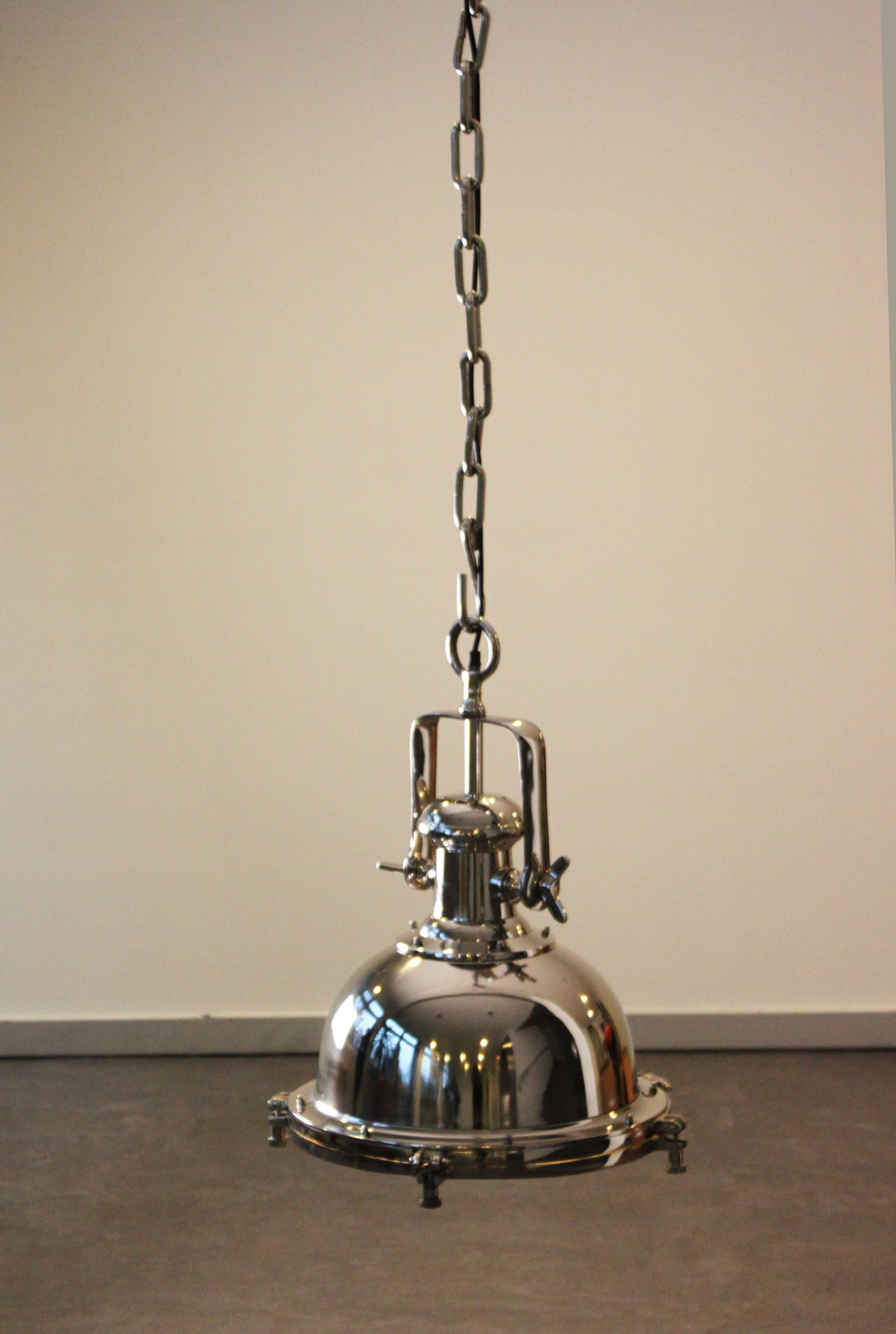 Nickel pendant light, industrial style