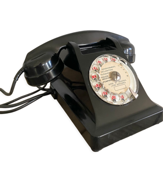 Téléphone bakélite noire avec écouteur
