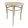 Tabouret en métal blanc et assise osier année 80