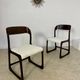 Set of 2 Baumann sled chairs in wood and terry fabric, 60s design