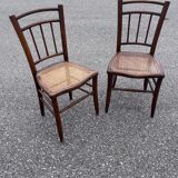 Paire de chaises bistrot cannées