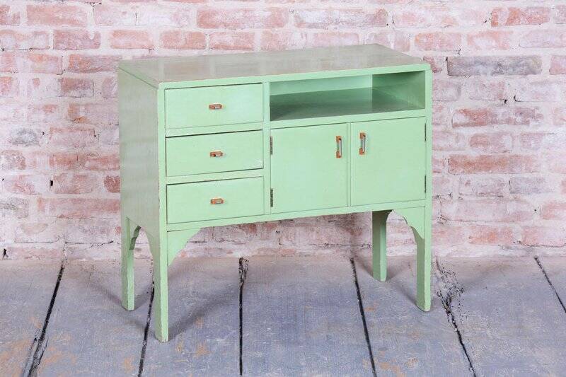 Art Deco Small Cabinet in Spruce & Paint, Czech, 1920s