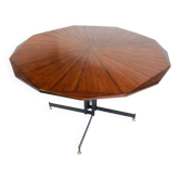 Table de salle à manger ronde en bois du milieu du siècle, Italie, années 1960