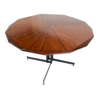 Mid-Century Round Wooden Dining Table, Italy, 1960s