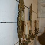 Pair of bronze wall lamp with a mirror