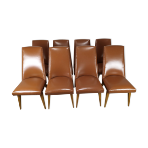 8 chaises skaï marron