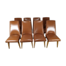 8 chaises skaï marron 1950