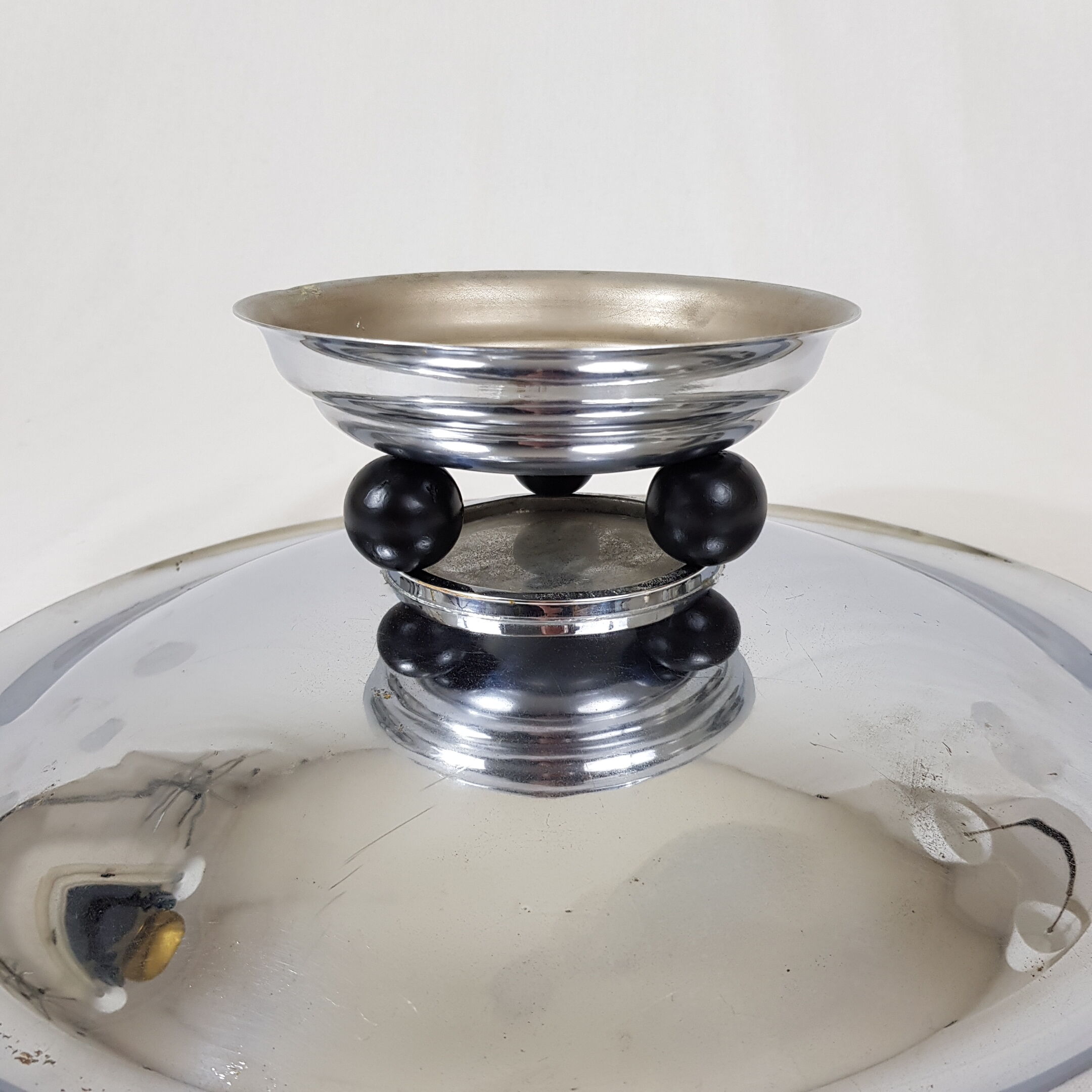 Cut with chrome brass fruit Art Deco Modernist Bauhaus