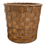 Corbeille à papier tissée en osier et bois ovale