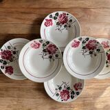 6 antique deep plates in faience from badonviller