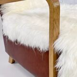 Scandinavian style armchair in leather and hide