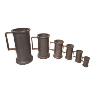 Old pewter mugs 6 pieces