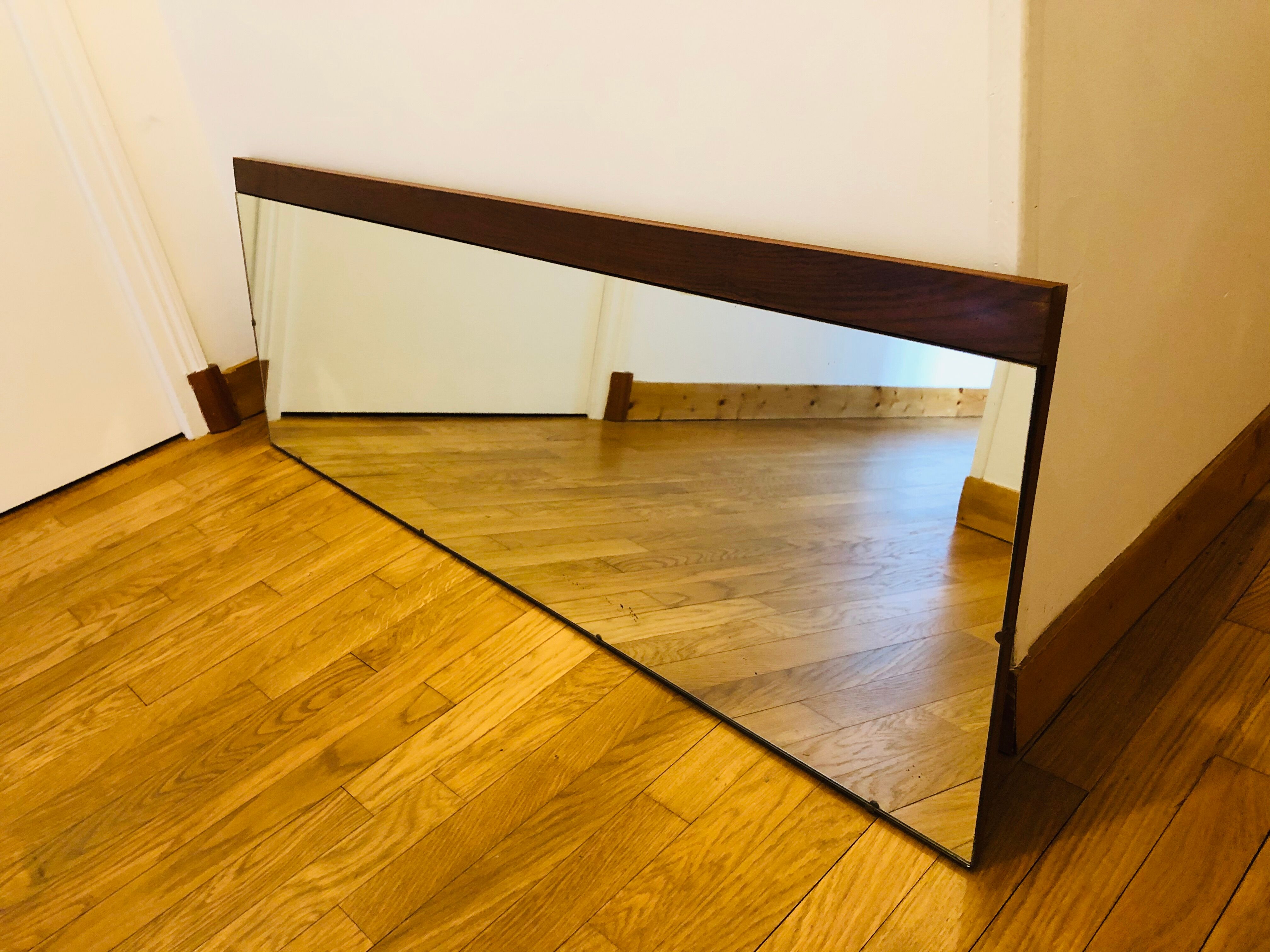 Scandinavian teak mirror 132 cm x 45