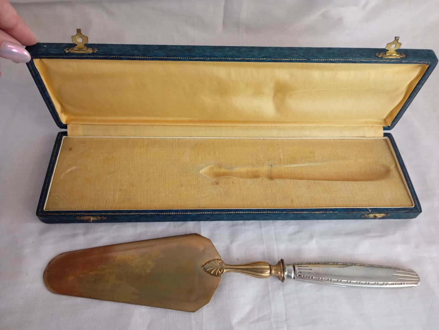 Brass and silver pie server