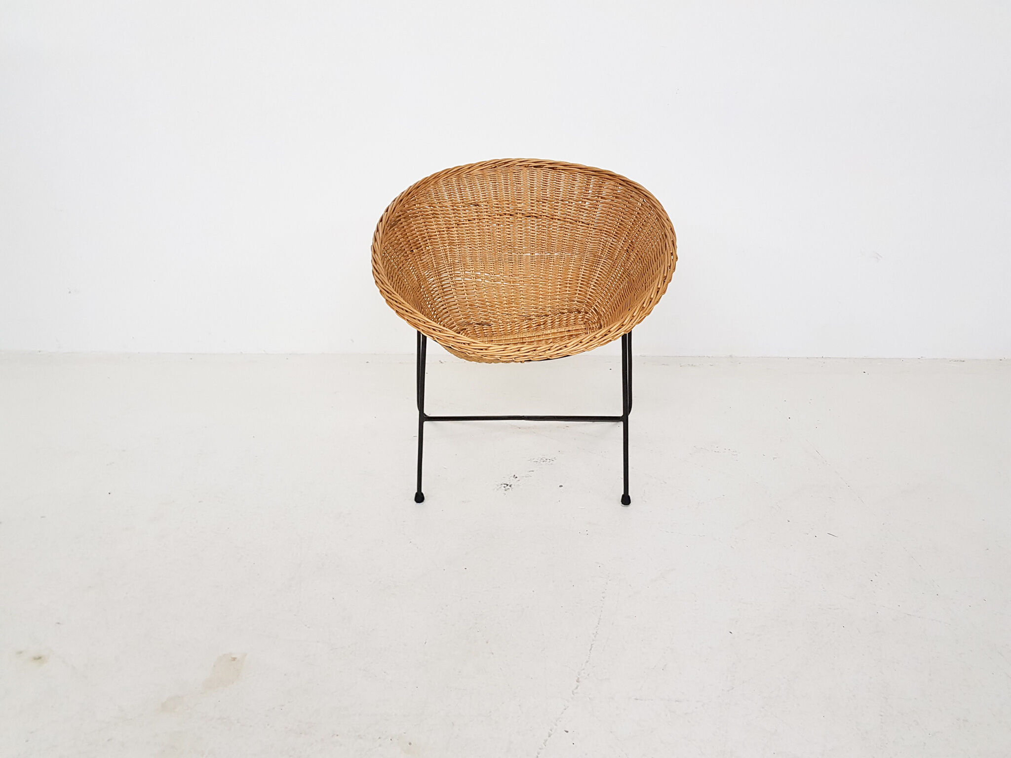 Rattan and metal lounge chair, The Netherlands 1950