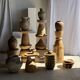 Stool, side table, end table in cylindrical solid mango wood.
