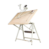 Dutch industrial drawing or architect's table witch lamp from rotanex-pool, 1950s